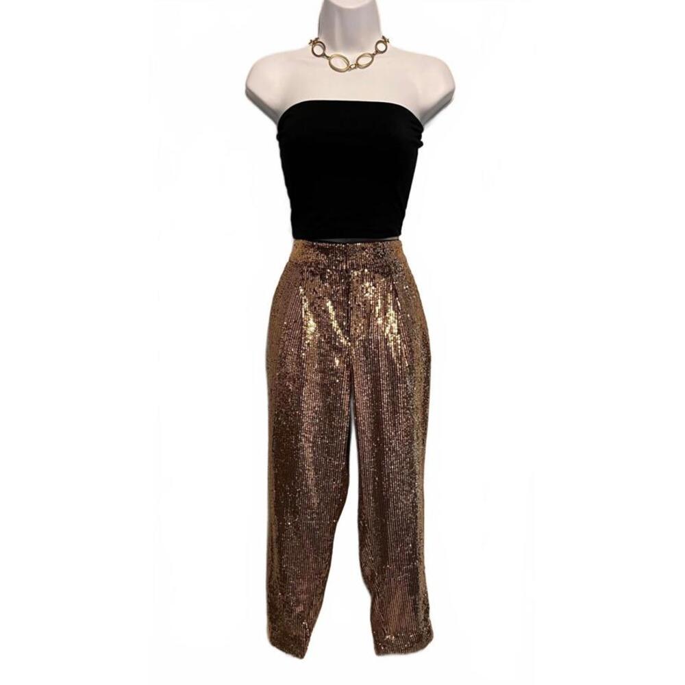 Banana Republic, Women's Gold Sequin Pants, Size 4S